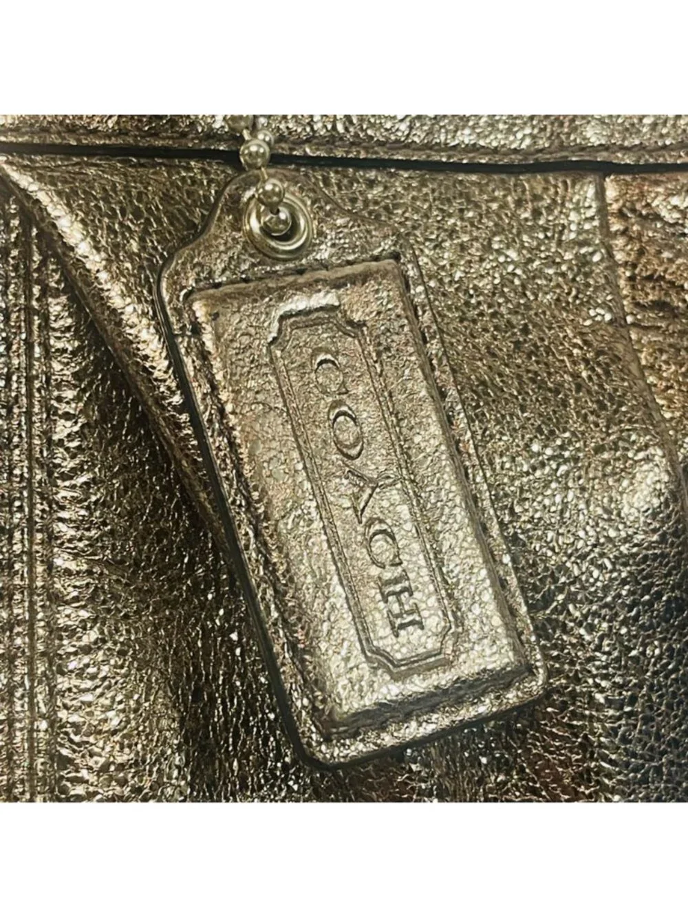 Coach Metallic Bronze Leather Tote Bag